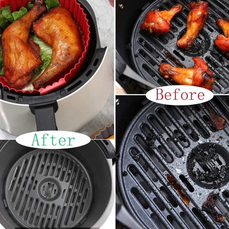 Somoga Air Fryer Silicone Liners Pot for 3-5QT 6.5inch-2PCS, Silicone-Round gallery