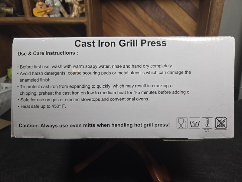 Cast Iron Panini Grill Press Seasoned Ready To Use For Burger/Meat 7.75" Square gallery