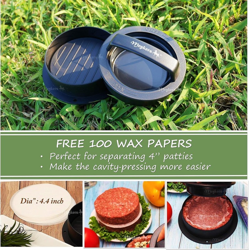 Deluxe Hamburger Press: 3-in-1 Non-Stick Tool with 100 Wax Papers - BPA Free gallery