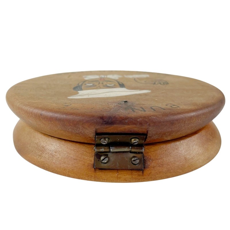 Vintage Wood Patty Press Hamburger Bun Size Chef French Italian Japan Kitschy 6" gallery