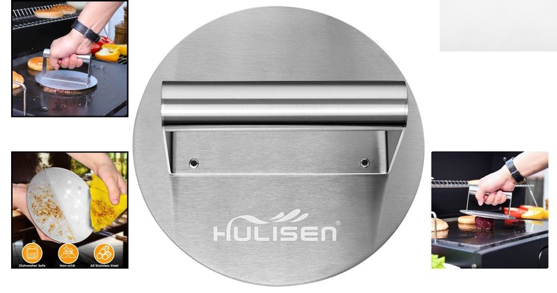 Efficient 6.2 Inch Burger Press - Durable Stainless Steel Griddle Accessory Kit gallery