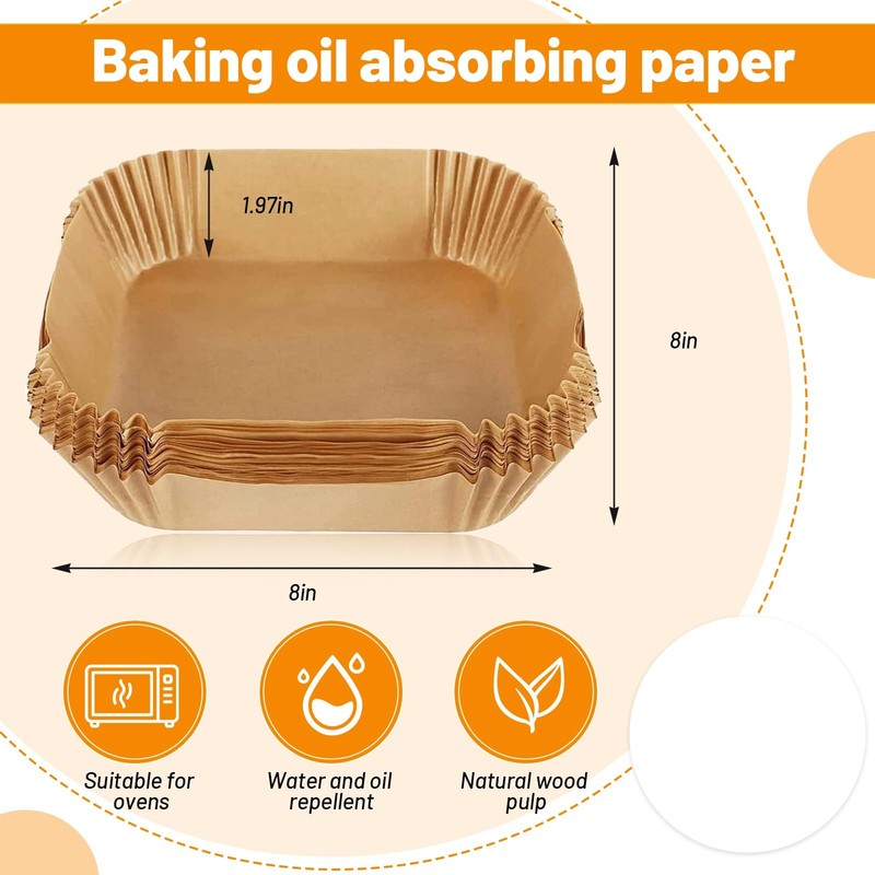 Air Fryer Liners Disposable Paper Liners, Square small, Yellow gallery