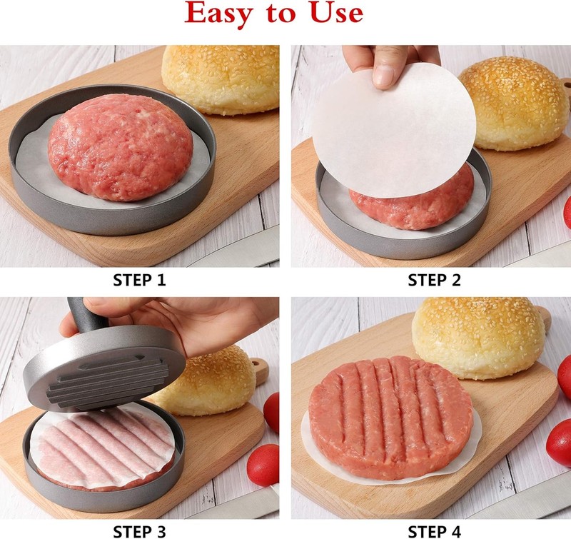 Hamburger Press Patty burger press+100 papers+20 disposable gloves+1 scraper gallery