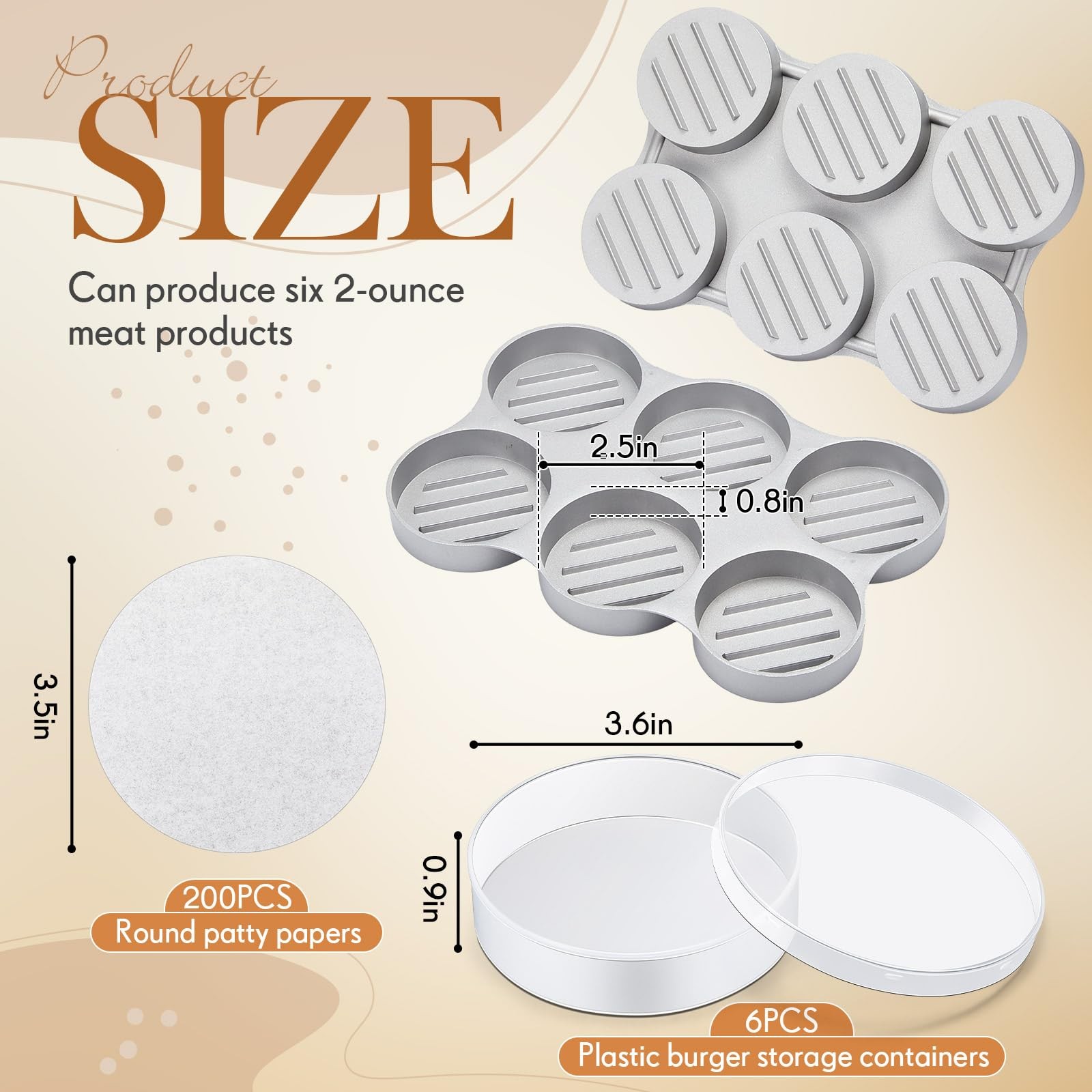 Reallnaive Mini Burger Press with 200 Patty Papers and 6 Storage Containers 6... gallery