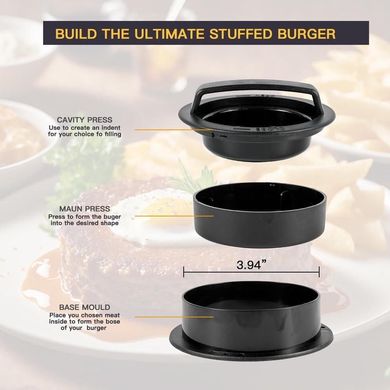 Hamburger Press Patty Maker - 3-in-1 Non-Stick Hamburger Maker for Home Cooks... gallery