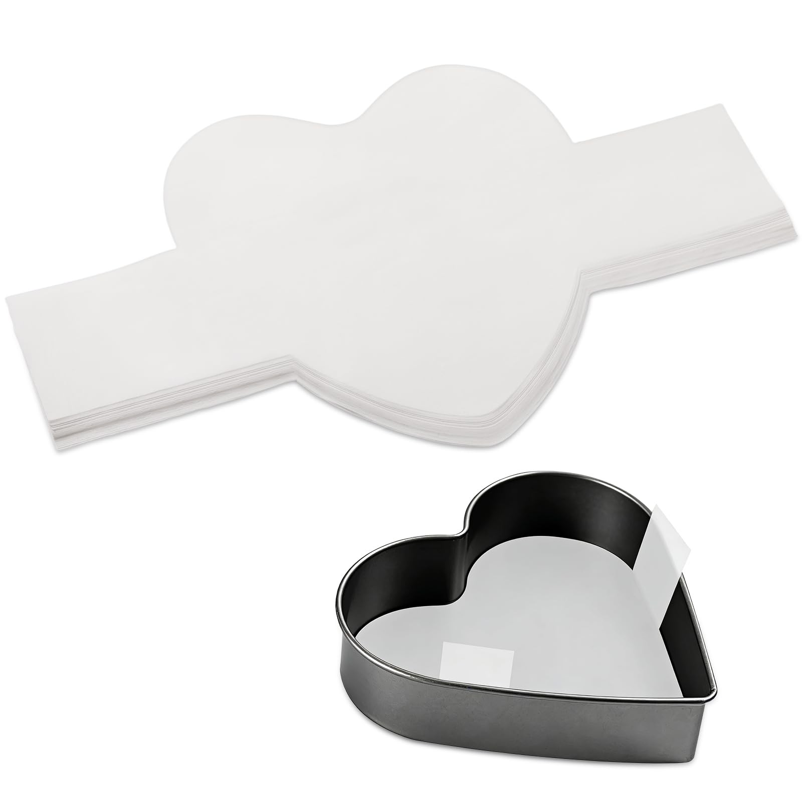 GeeRic Baking Parchment Paper 8 inch Heart Shape, 60 Pcs Cake 8 Inch, White gallery
