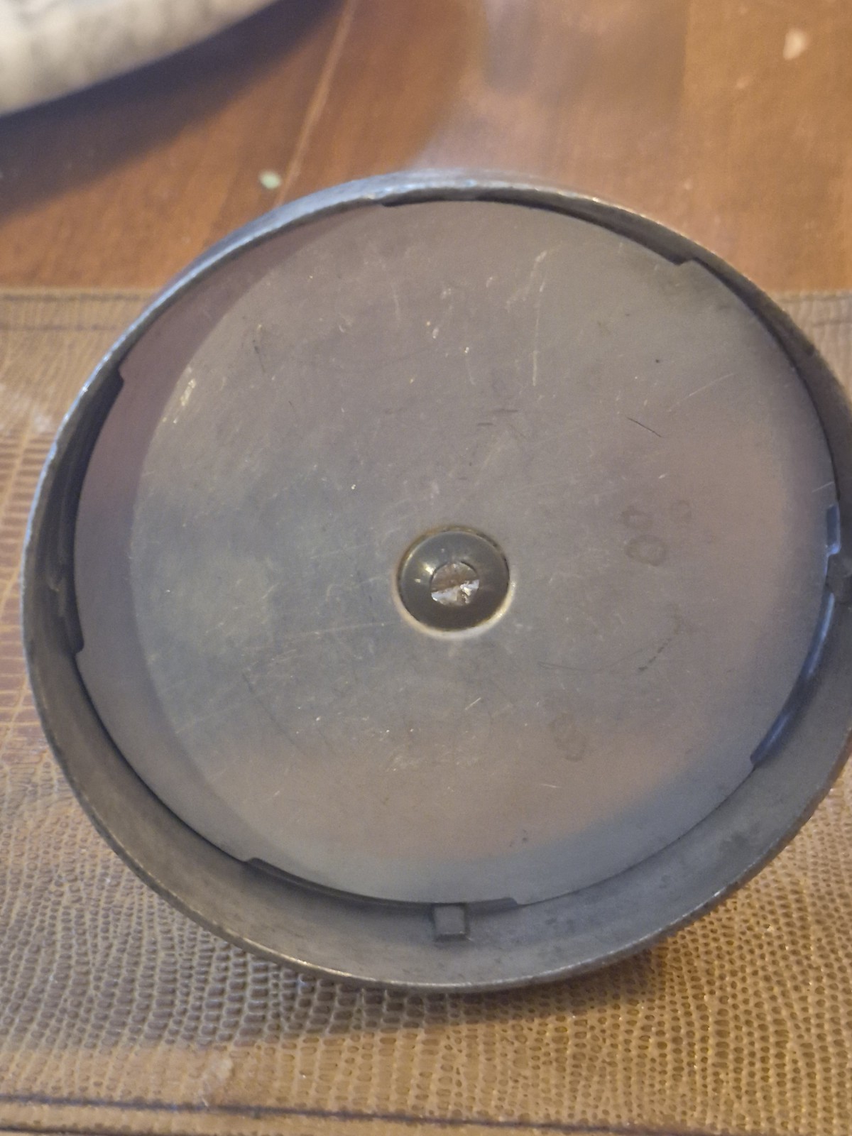 Vintage Androck Hamburger Patty Press — Wood Handle, 1950s Patent No. 24355 gallery
