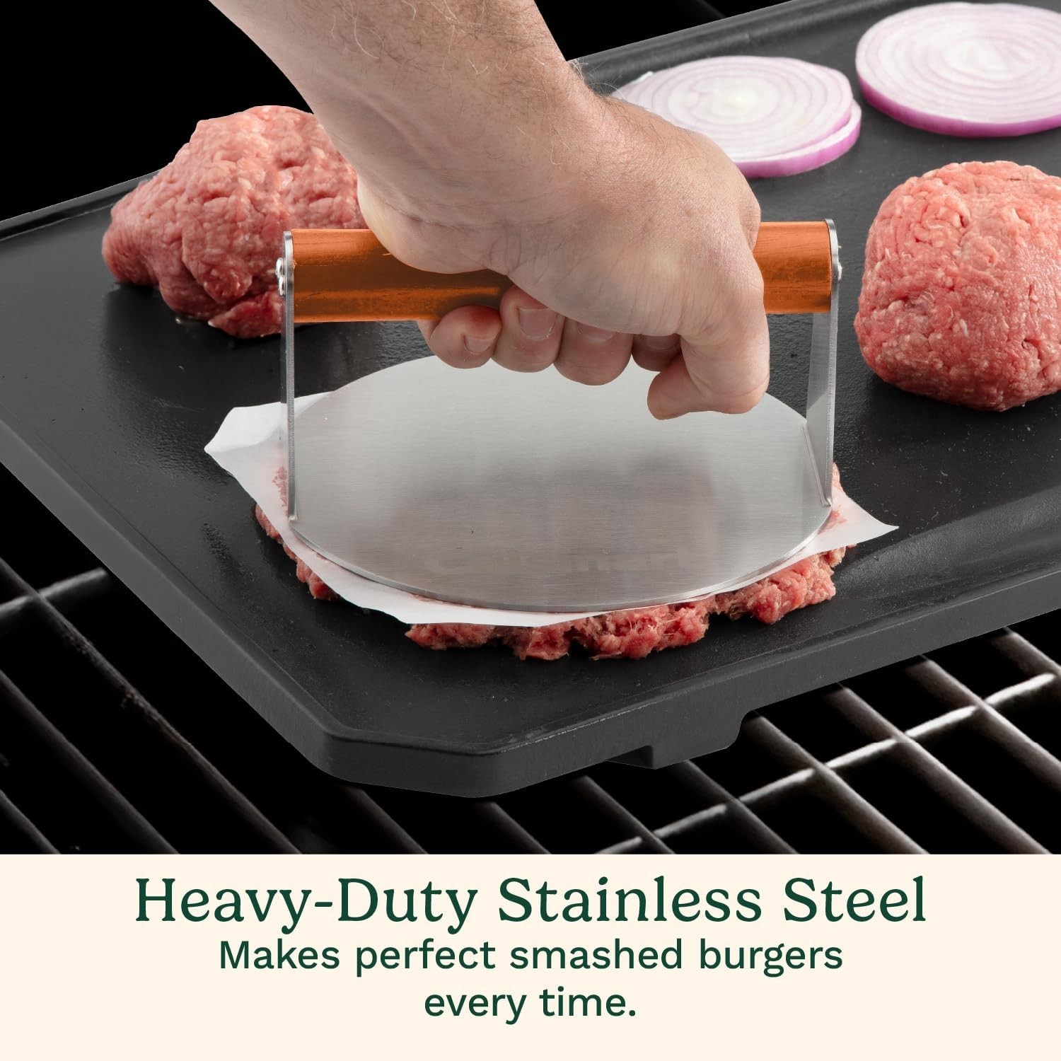 Cuisinart 6" Stainless Steel Smashed Burger Press, Juicy and Crispy Burgers gallery