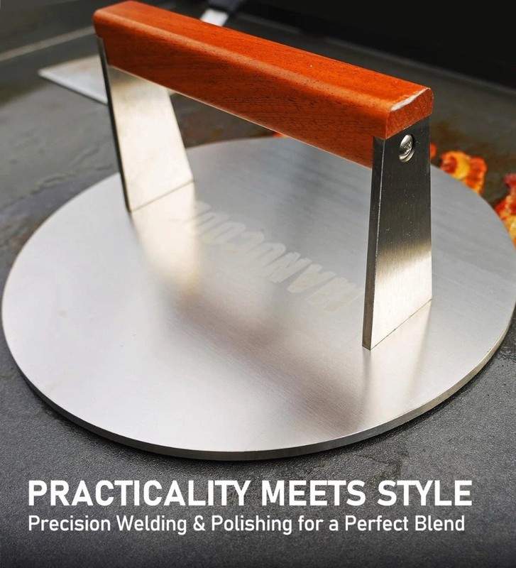 3.8-Lb Burger Press, 9-Inch Smasher for Batch Cooking, Stainless Steel gallery