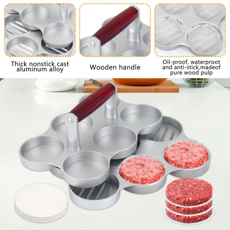 Mini Burger Press Small Meat Patty Maker With 300 Paper 2.64Inch Slot gallery