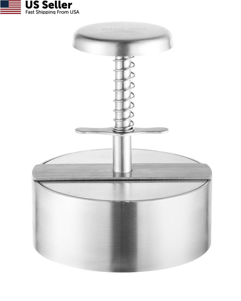 Brigii 304 Stainless Steel Burger Press - 4.5" Hamburger Patty Maker, Silver
