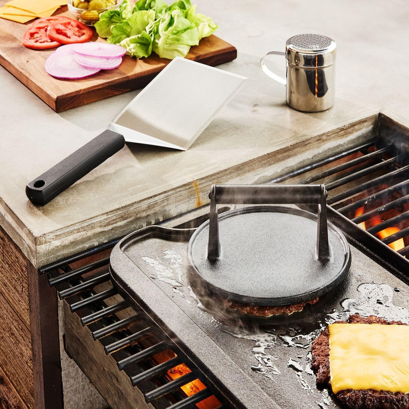 Sur La Table Smash Burger Kit – Heavy Cast Iron Press for Crispy Crust Patties, gallery