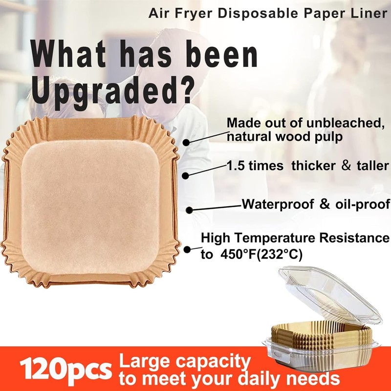 Air Fryer Liners Disposable for Amazon Basics 7.1" Square 150pcs, Natural gallery