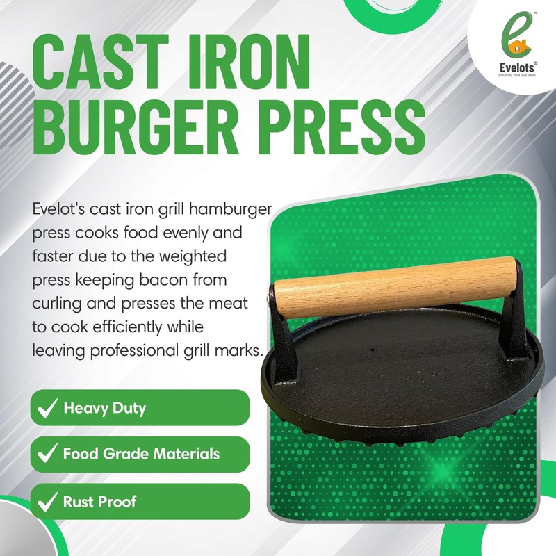 HeavyDuty Cast Iron Burger Press Smasher for Grilling Meat Panini 1 Pc for Outd gallery