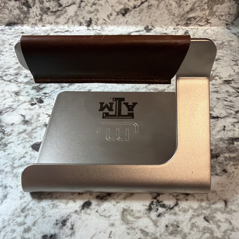 Made In TEXAS A&M 5.5” Metal Grill Press, Stainless Steel w/ Leather Handle gallery