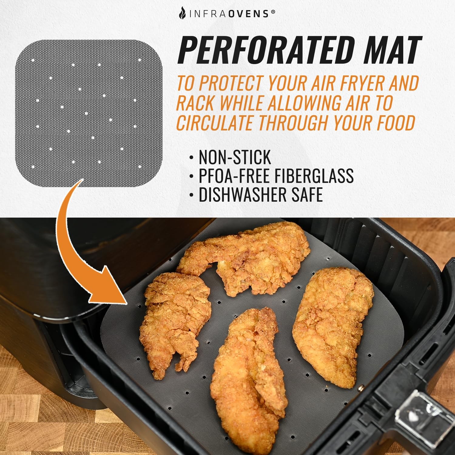 Reusable Mats Air Fryer Liners for Ultrean, 10.5 inches, Black gallery