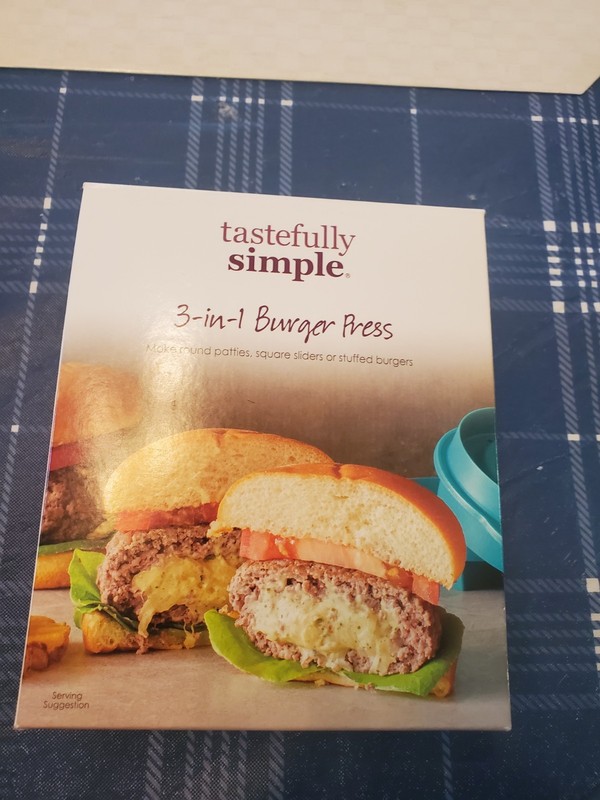 Tastefully Simple 3-in-1 Burger press Stuffed Hamburgers, Sliders, Square NEW gallery