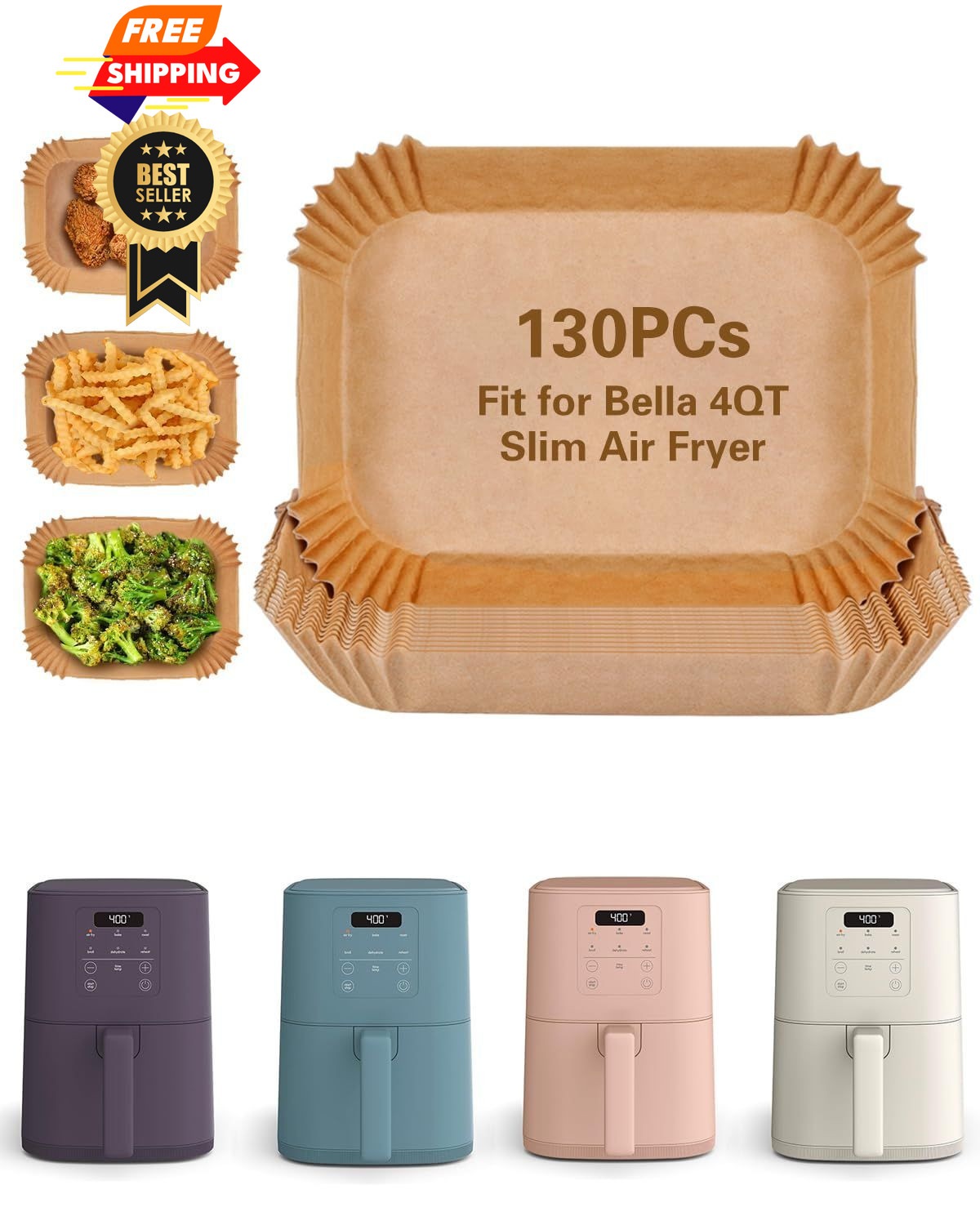Air Fryer Disposable Paper For bella 4qt slim air fryer, 130PCs Burlywood gallery