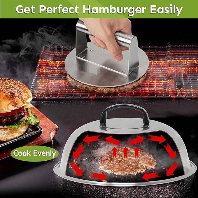 Kit para hacer hamburguesas aplastadas prensa para hamburguesas tapa para rociar gallery