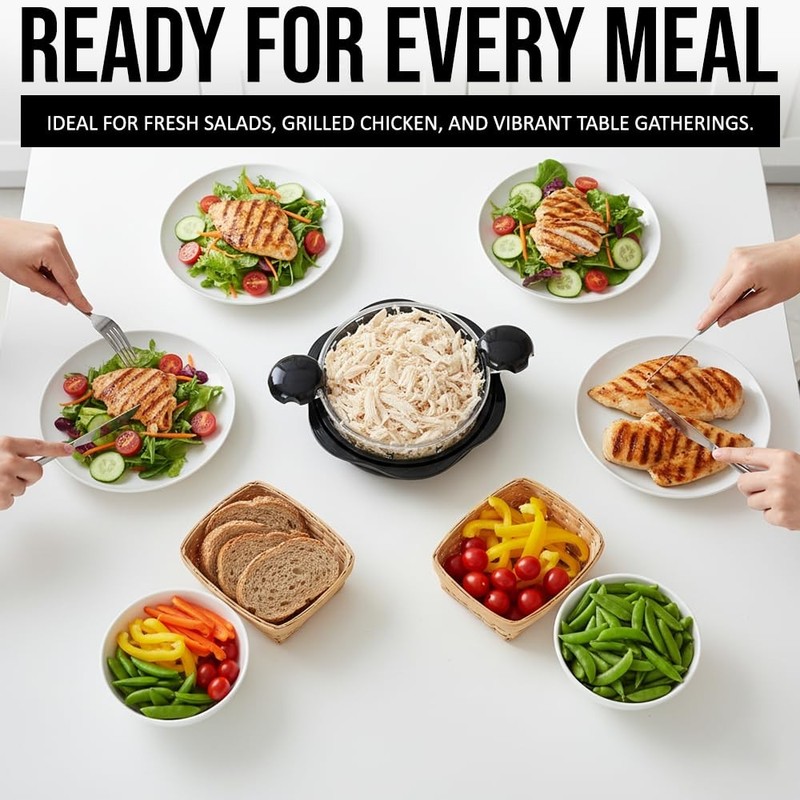UPGRADED Chicken Shredder Pro 11” – for Meal Prep, Time Saving Large, Red gallery