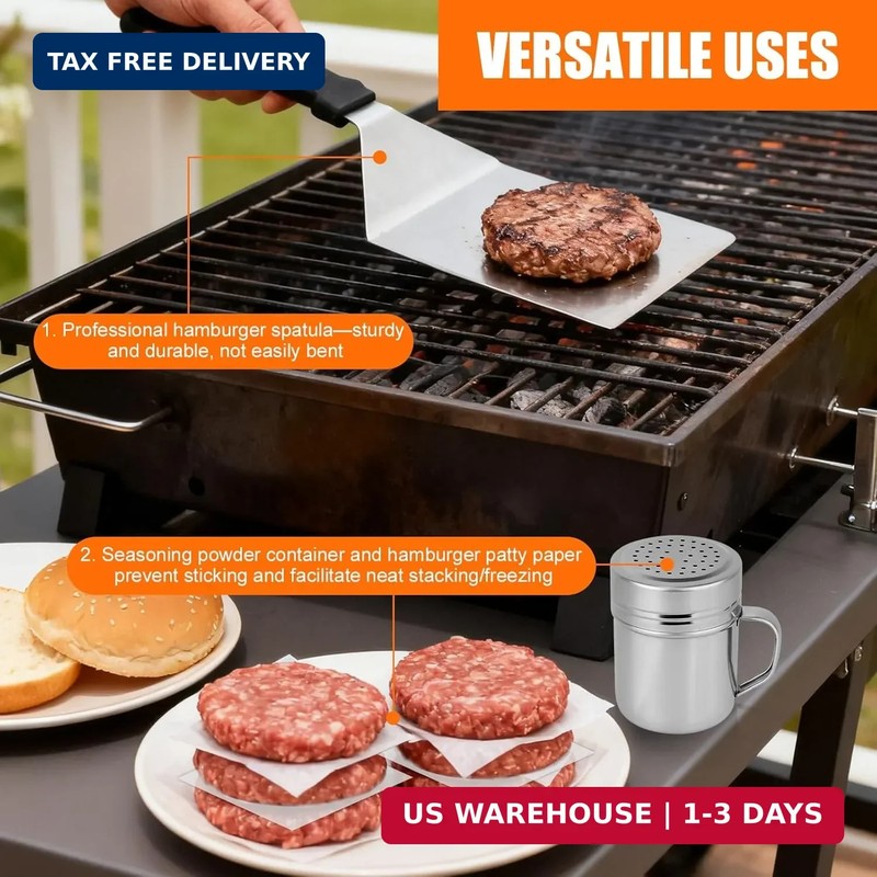 Flattened Burger Press Smash Kit, Includes Stainless Steel Smasher Plate Grill S gallery