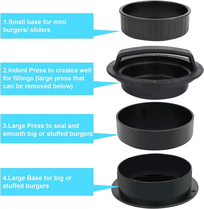 3 in 1 Stuffed Burger Press Patty Maker Rings Molds Kit, Non Stick Black gallery