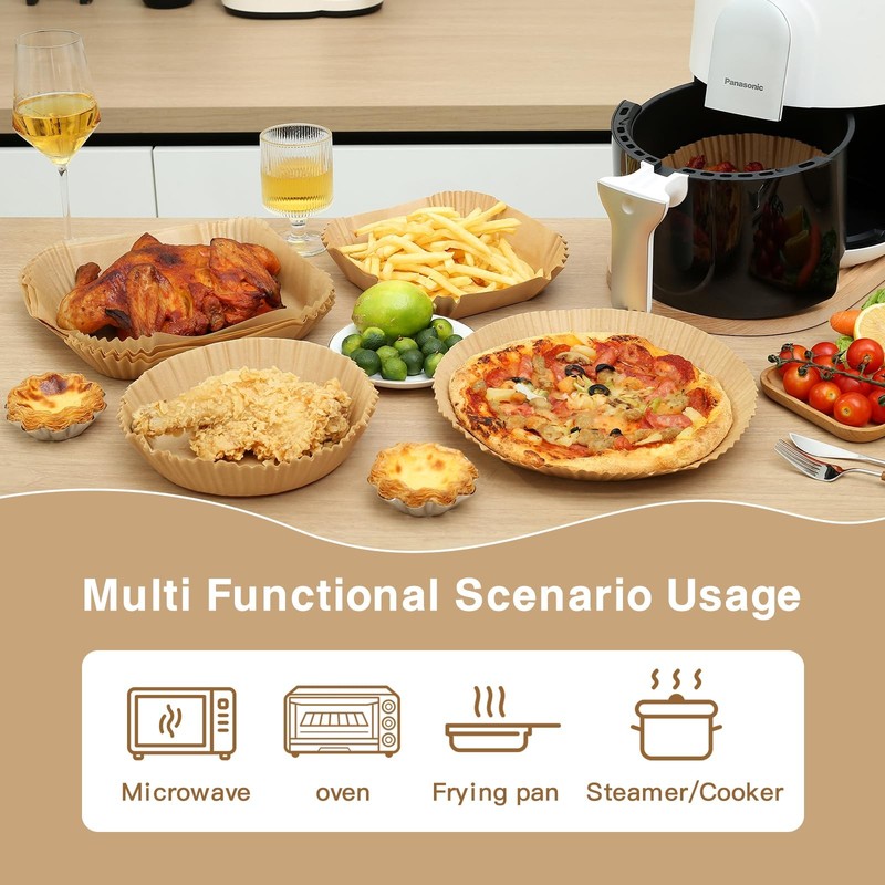 PEETOGER Air Fryer Liners Disposable,100PCS 6.5inch-100pcs, Paper-Round gallery