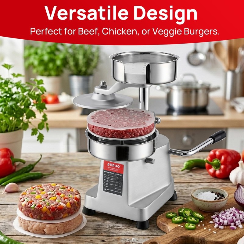 Commercial Burger Patty Maker, Stainless Steel Heavy Duty Burger Press Meat P... gallery