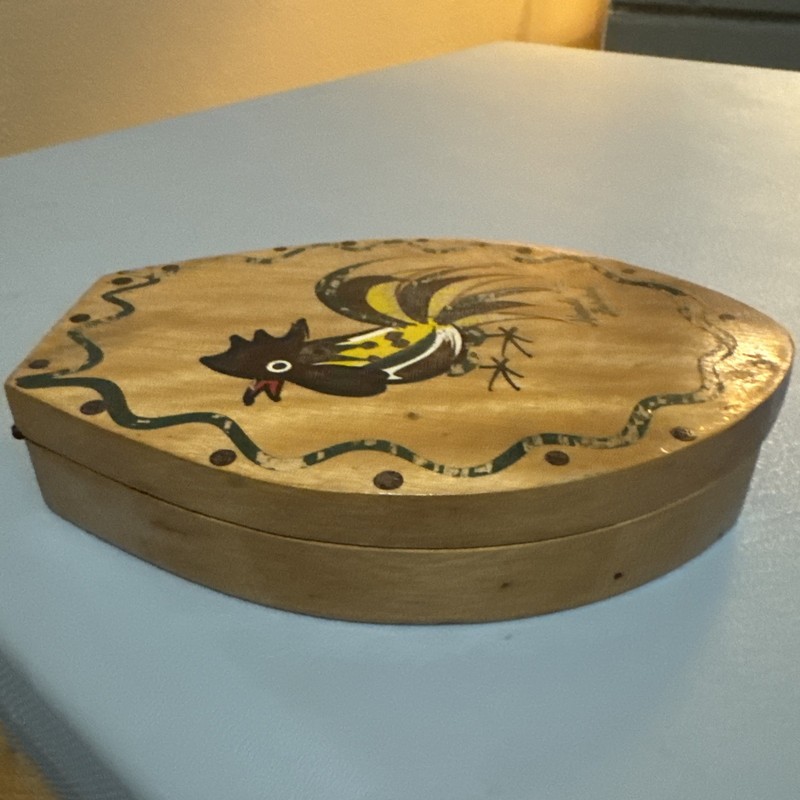 Vintage Wood Pecker Wood Ware Rooster/Chicken Hamburger Press - Japan gallery