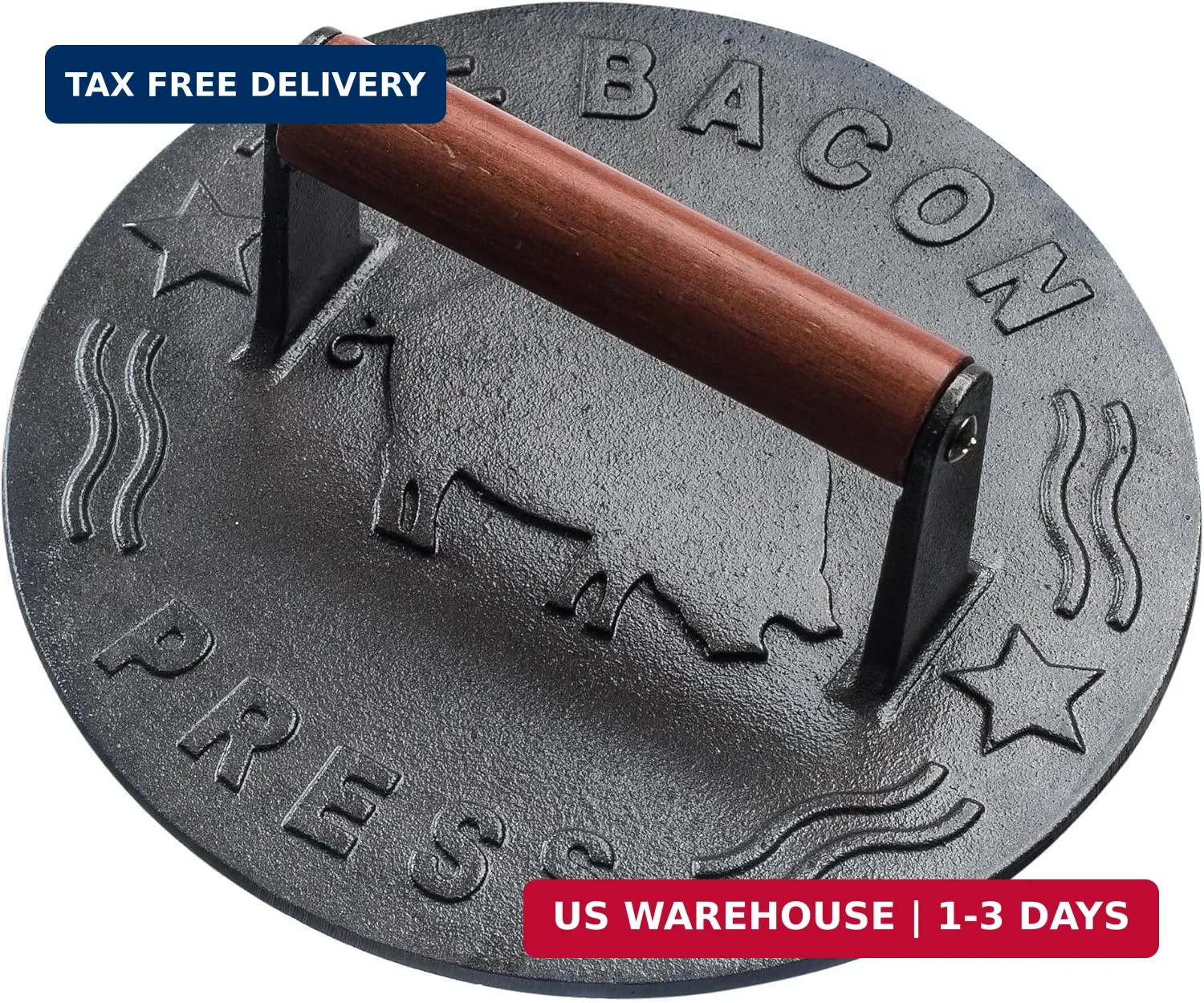 Heavy-Duty Cast Iron Burger Press 7 Inch Round Burger Smasher, Grill Press for C gallery