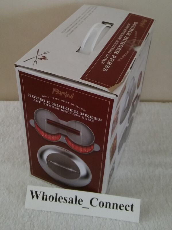 PARINI NON-STICK DOUBLE BURGER PRESS & CHEESE MELTING DOME 8.75" PATTY MAKER NEW gallery