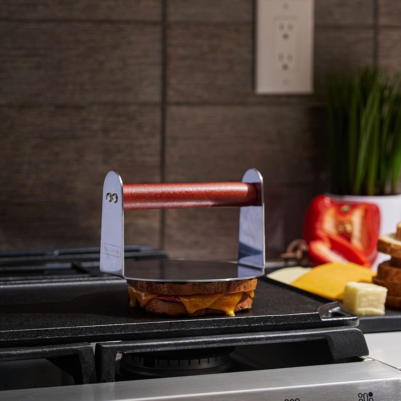 Burger Smasher Griddle Stainless Steel 6" Round Smash Burger Press Hamburger gallery
