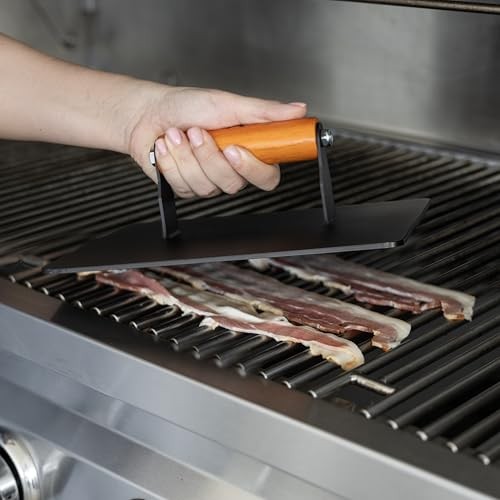 XL Grill Press, Iron Smash Burger Press with Wood Handle, 8" x 10" gallery