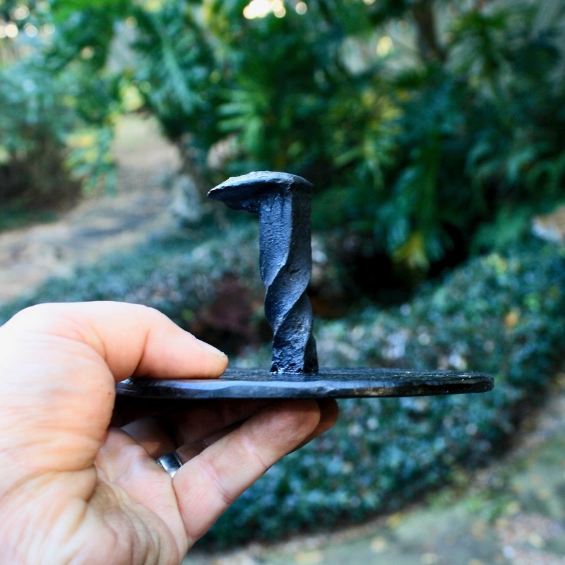Hand Forged Carbon Steel Jumbo Hamburger Press With Railroad Spike gallery