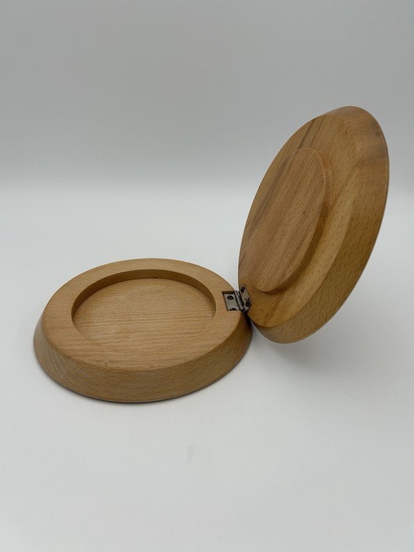 Vintage Wooden Hamburger Press with Colorful Singing Rooster Design gallery
