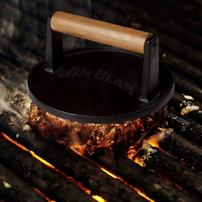 Jim Beam JB0158 Black Cast Iron Burger Press - 7'' gallery