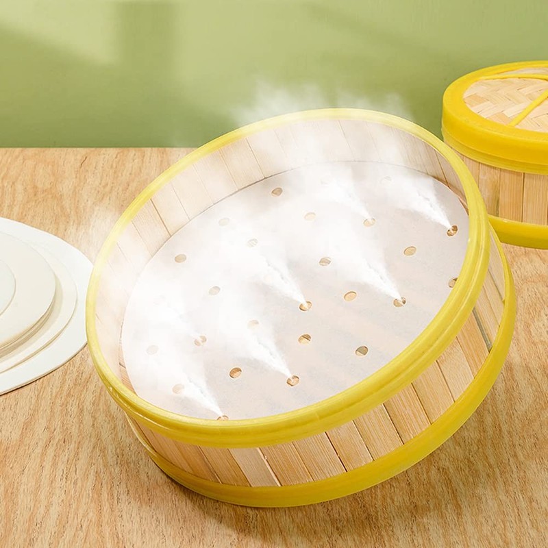 100 PCS Bamboo Steamer Liner, 10" 10 inch x10 x 0.01 inch, ['White'] gallery