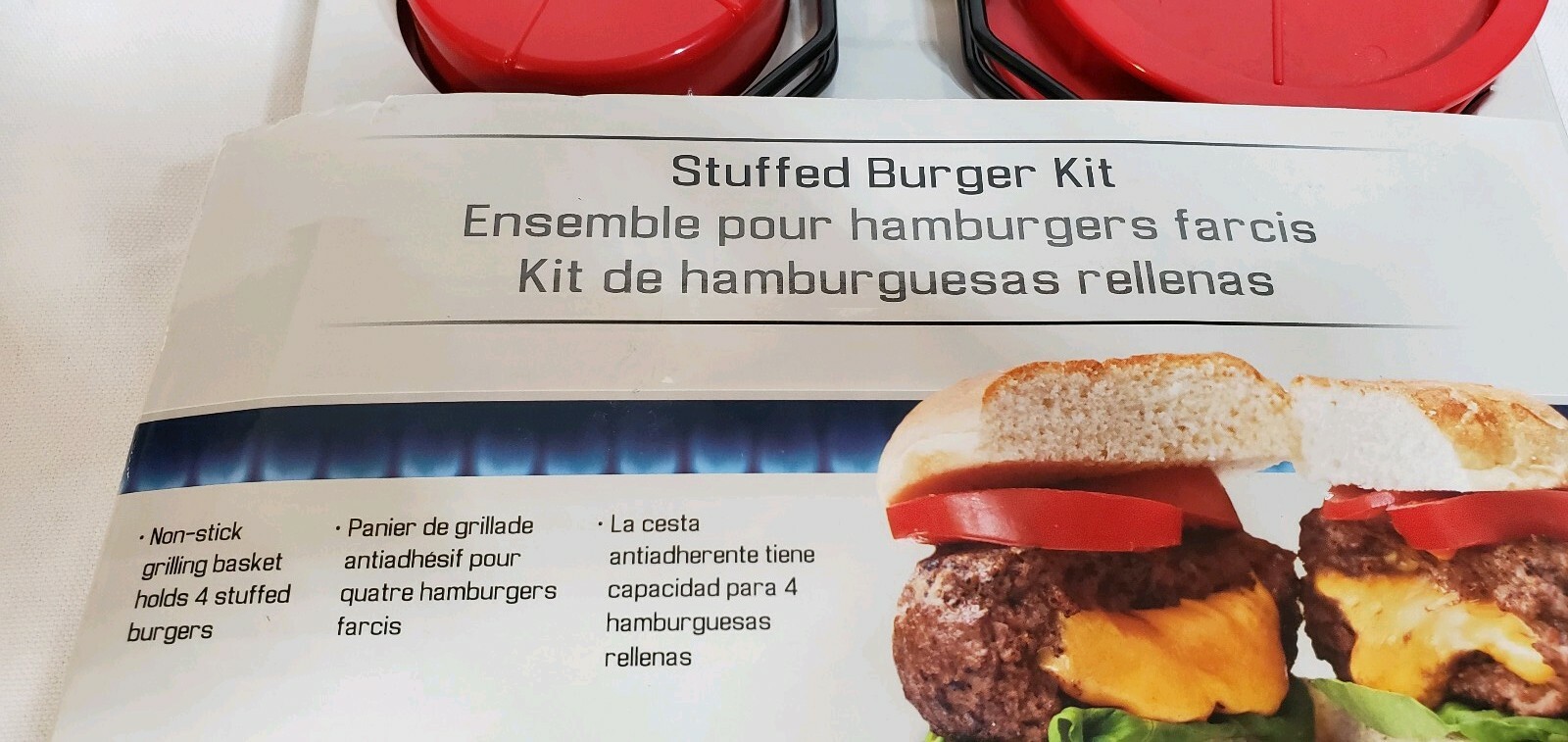 Master Forge Stuffed Burger Kit - Press & Non- Stick Grilling Basket for 4 gallery