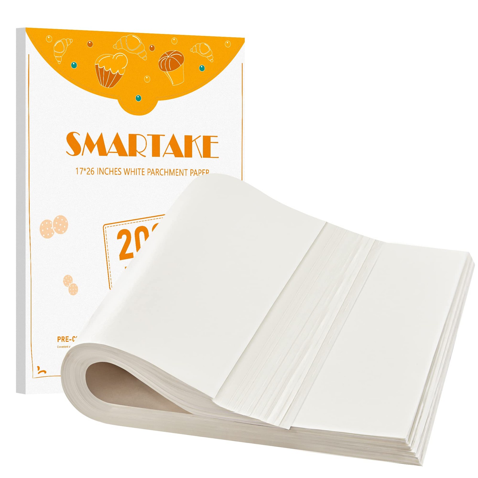 SMARTAKE 200 Pcs Parchment Paper Baking Sheets, 17" x 26"-200 Pcs, White gallery