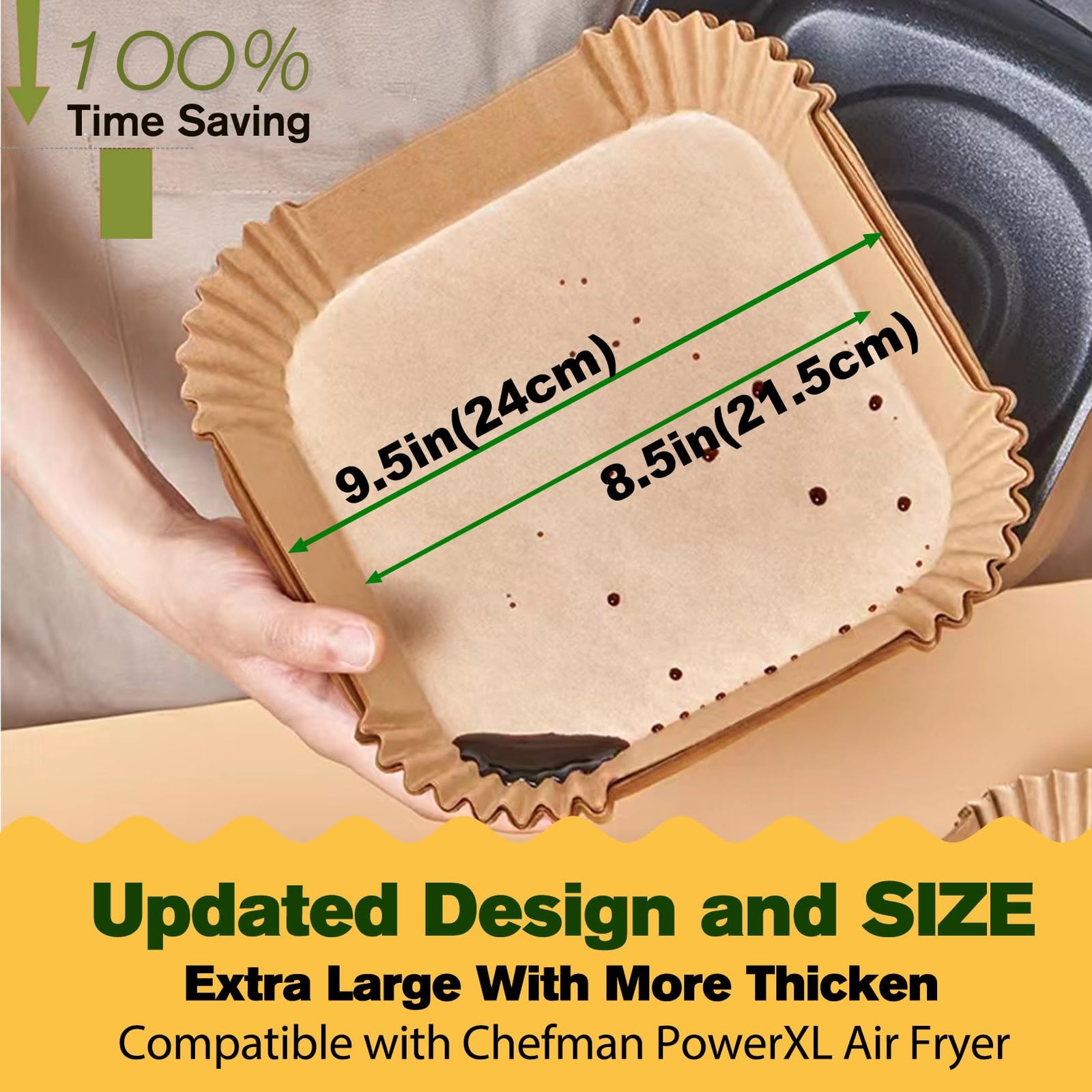 Air Fryer Liners Disposable for CHEFMAN Fryer, Power 9.5''square, Natural gallery