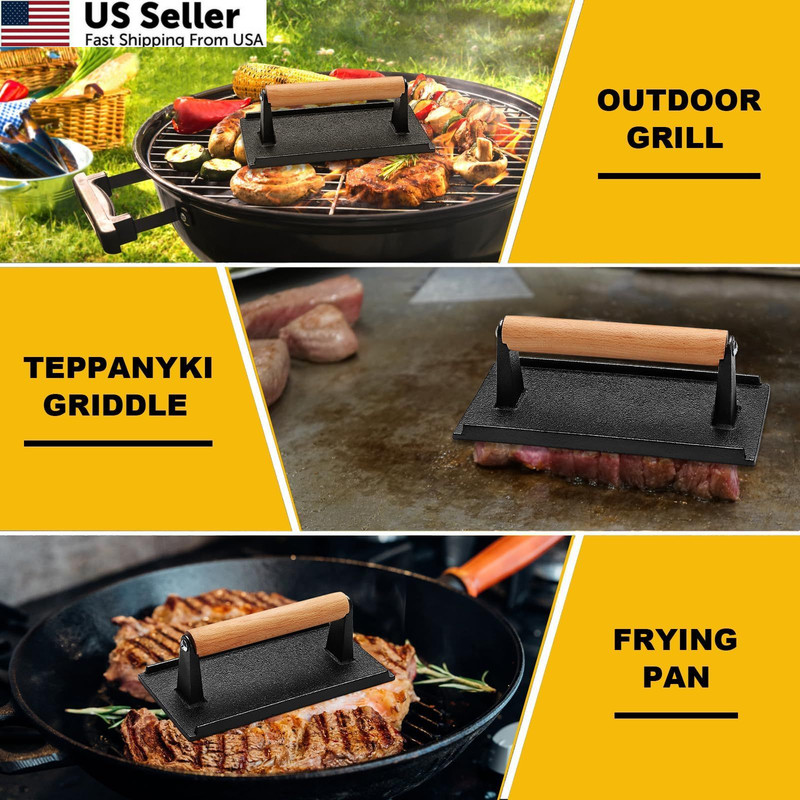AIVIKI Burger Press, Smash Press for Blackstone Rectangle, black gallery