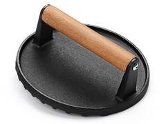 Burger Press 7 round HeavyDuty Cast Iron Smash Bacon Press Meat Steak with Wo