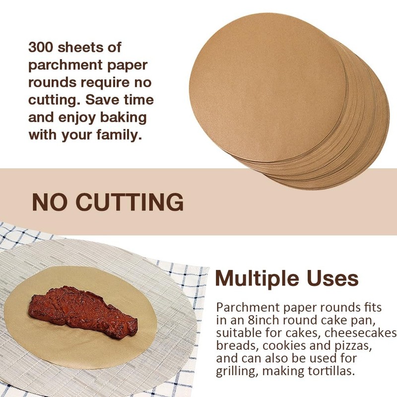 Pharamat 300 Pcs 8 Inch Round Parchment Paper, 8 Inch, Brown gallery