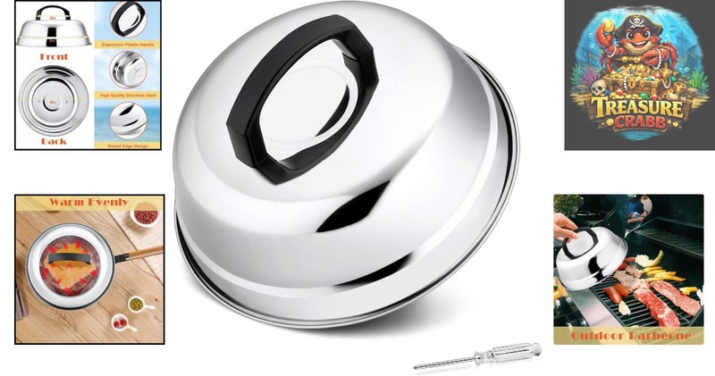 Modern Stainless Steel 9-Inch Melting Dome for Cooking - Perfect for Griddles gallery