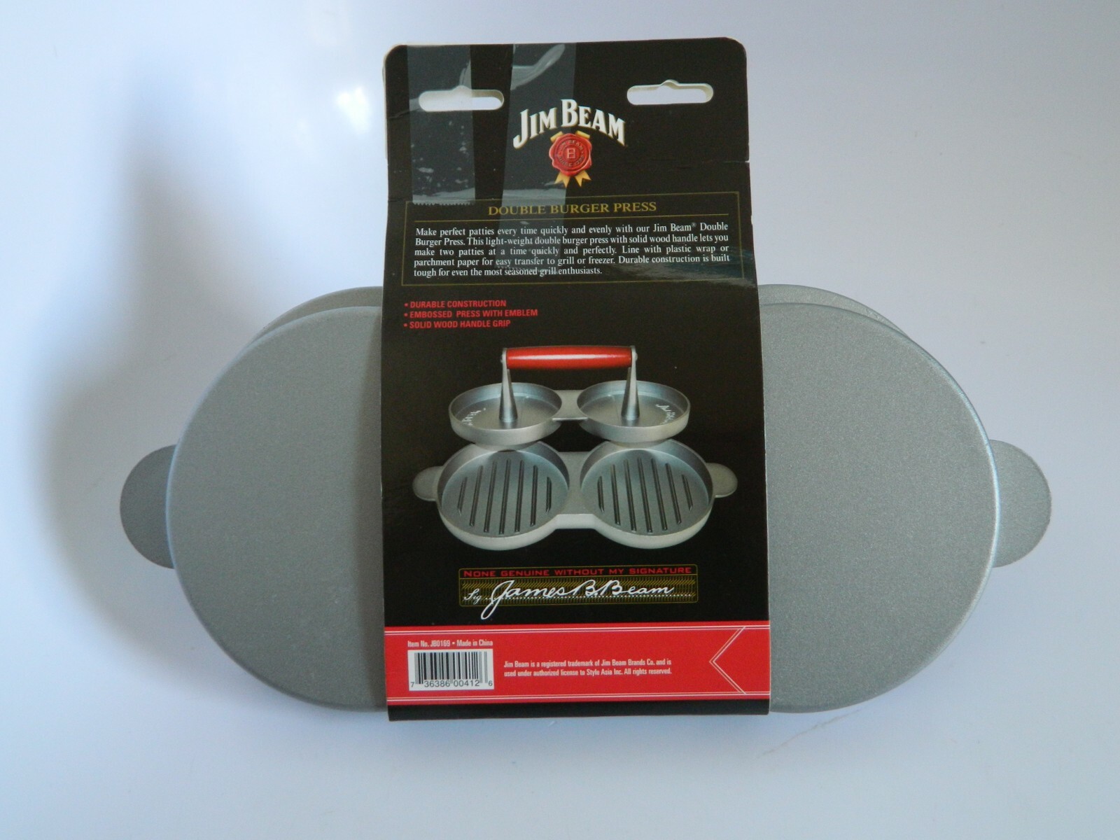 New Jim Beam Double Burger Press wsolid wood grip gallery