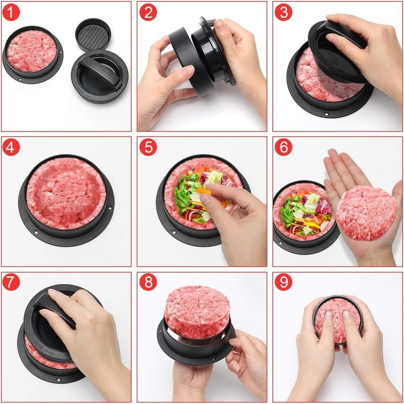 Prensa para hamburguesas 3 en 1, máquina para hacer hamburguesas rellenas gallery