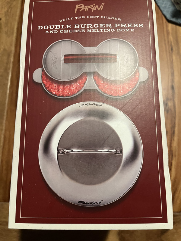 Parini Double Burger Press And Cheese Melting Dome 8.75" Non-Stick Grilling New gallery