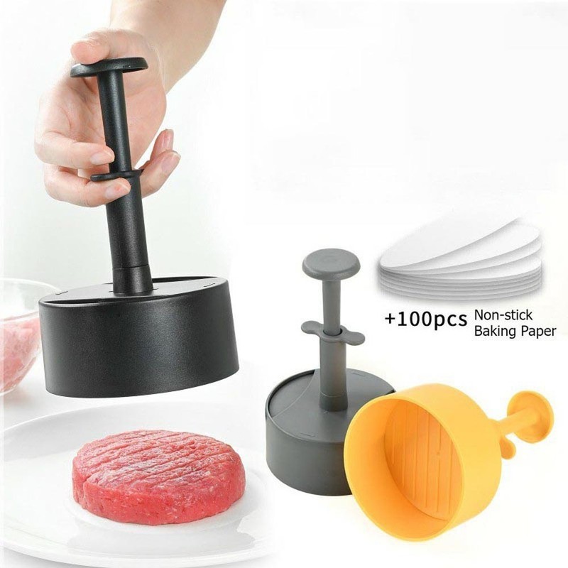 Compact High-Quality Hamburger Patty Press with 100 Sheets of Silicone Oil Paper gallery