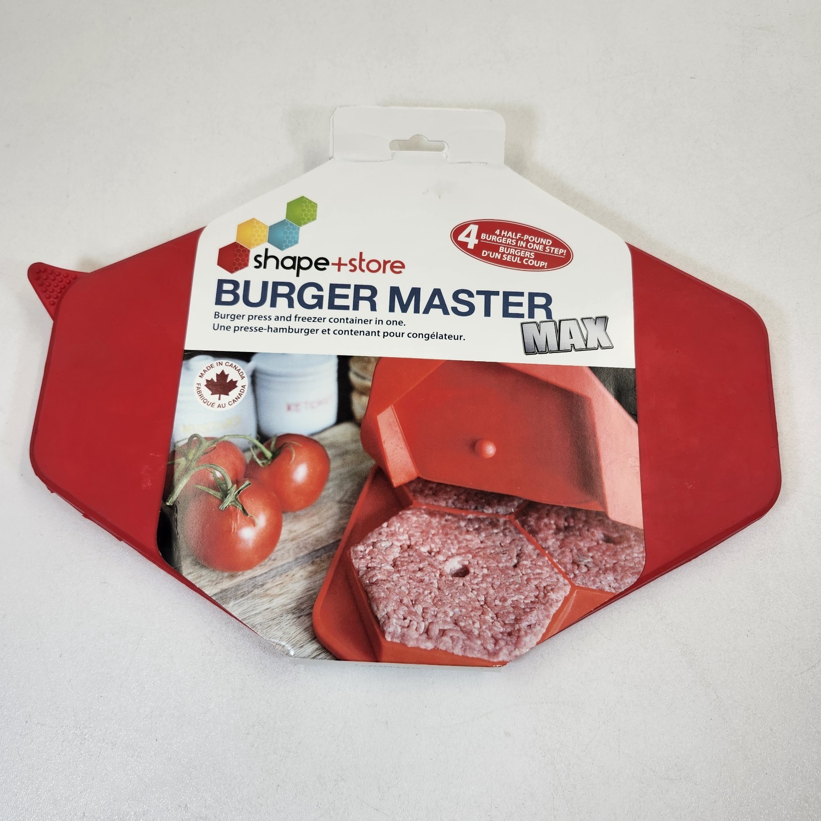 Burger Master Max Shape & Store 4 Half Pound Burgers Silicone Freezer Container gallery