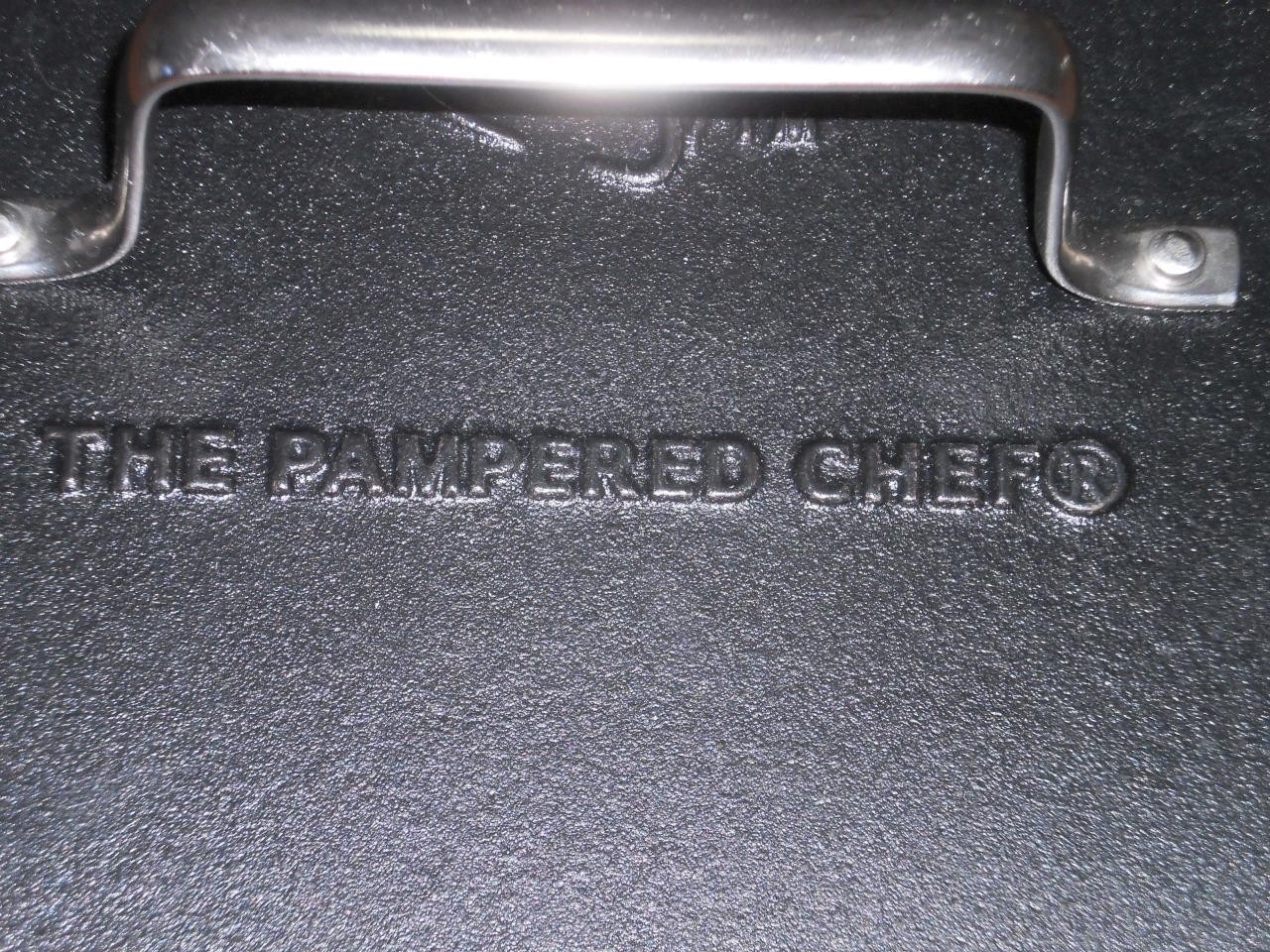Pampered Chef Cast Iron Grill Press Bacon Hamburgers 8 1/2" x 8 1/2" gallery